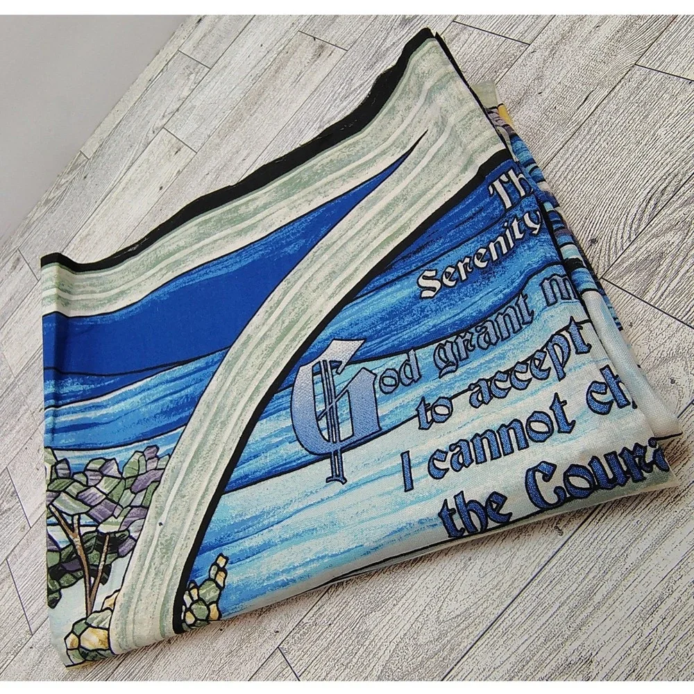 Serenity Prayer Fabric Panel • Waterfall Landscape •‎ Cottagecore • Raw Edge
